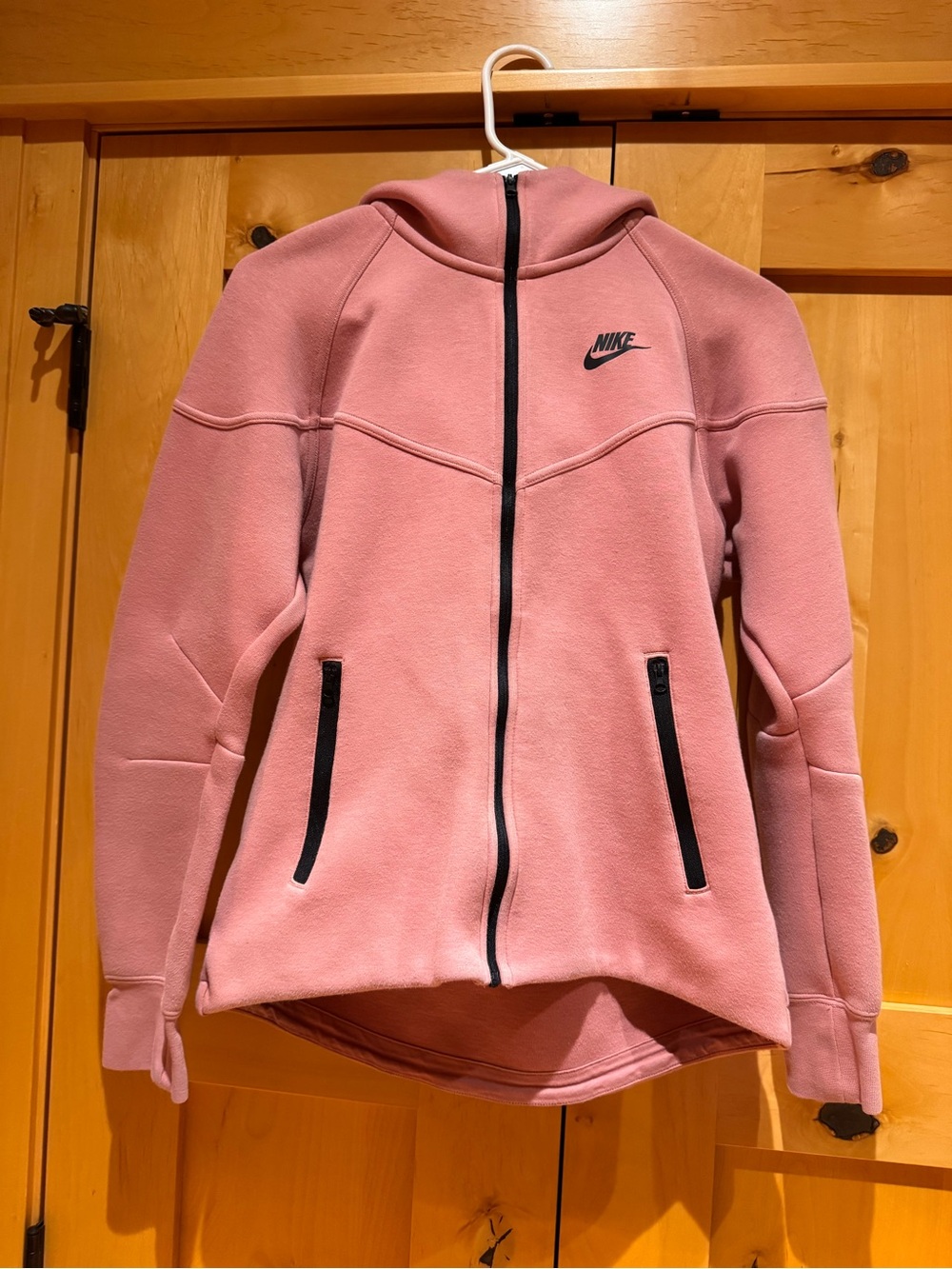 Nike Women's Rose Pink Zip-Up Hoodie with Black Accents